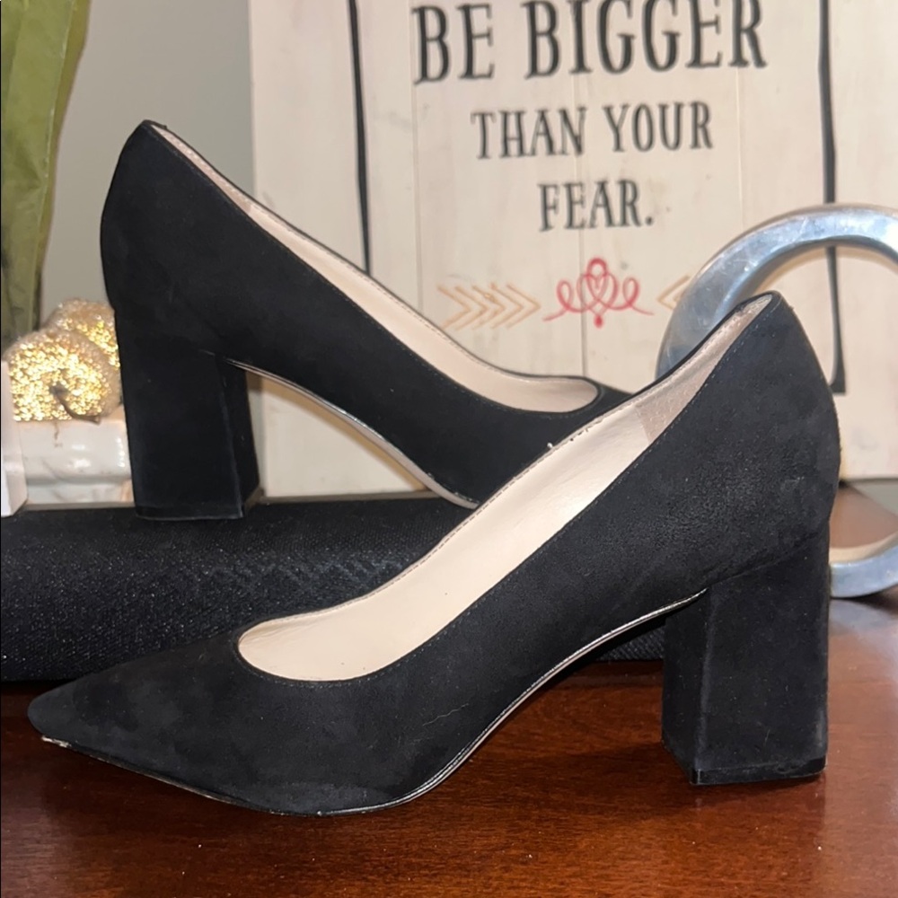 Marc Fisher Zala Women’s Black Block Heel Pointy Toe Pumps sz 5 EUC